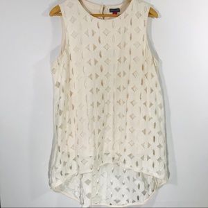 Vince Camuto Cream Cut out Blouse Womens SZ Large